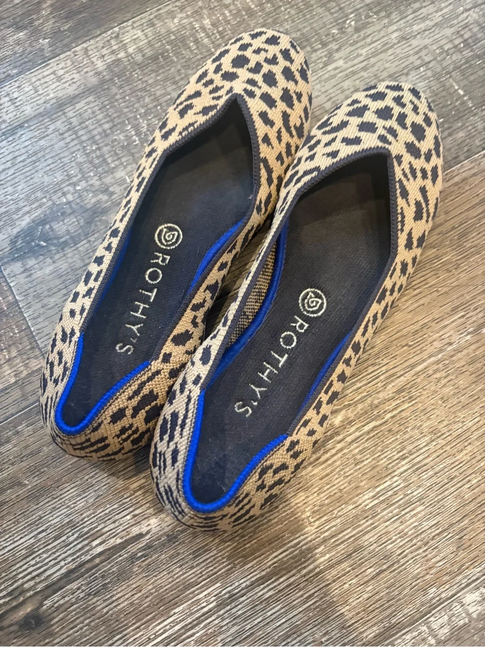 Rothy's Leopard Print Flats in Tan and Black